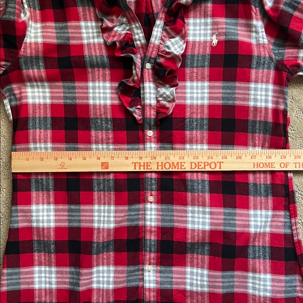 Ralph Lauren Polo Red Black White Gray Plaid Ruffle Dress - Picture 9 of 10